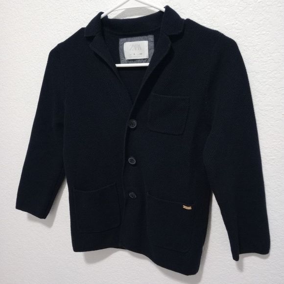 Zara Kid Boy Knit Sweater / Cardigan dark navy size 9 ~ 134cm - Picture 9 of 11